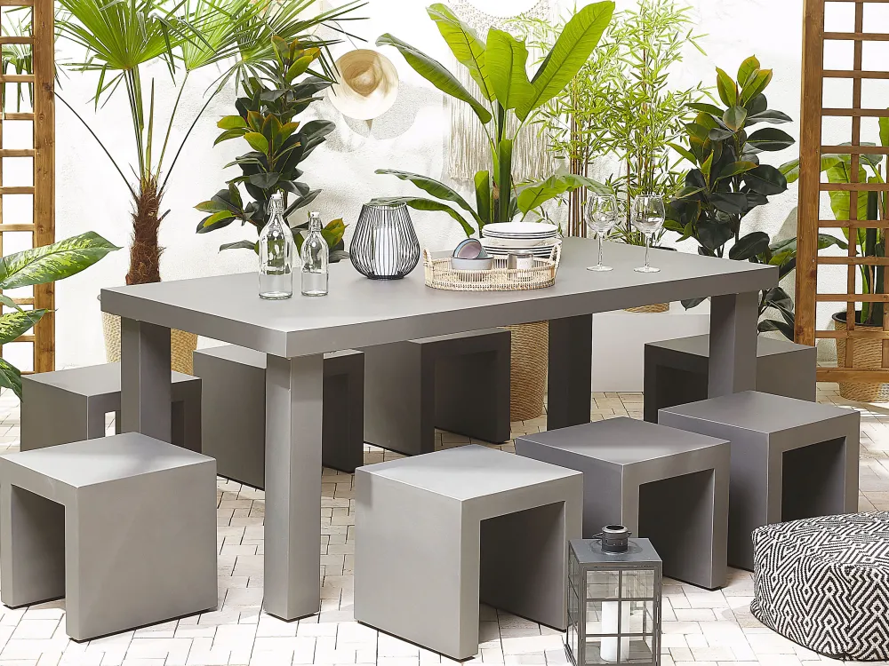 Sale Beliani Puutarhasetti 6 Jakkaraa Betoni Taranto