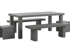 Ulkokalusteet<Beliani Puutarhasetti Betoni 2 Penkkia 2 Jakkaraa Taranto