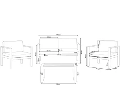 Best Sale Beliani Puutarhasohvasetti Tummanharmaa Salerno
