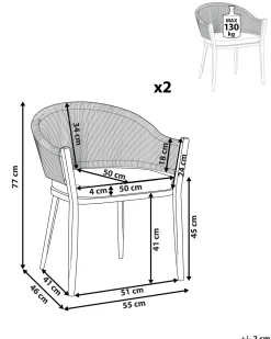 Best Beliani Puutarhatuoli 2 Kpl Alumiininen Harmaa Mileto