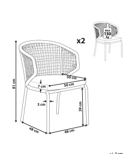 Ulkokalusteet<Beliani Puutarhatuoli 2 Kpl Harmaa Palmi
