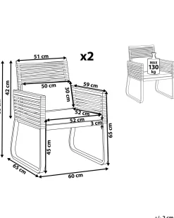 Ulkokalusteet<Beliani Puutarhatuoli 2 Kpl Metallinen Musta Canetto