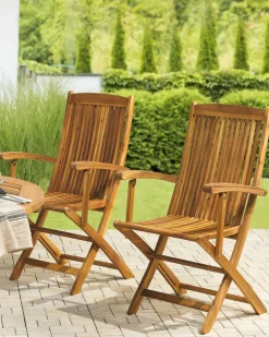 Ulkokalusteet<Beliani Puutarhatuoli 2 Kpl Puinen Maui