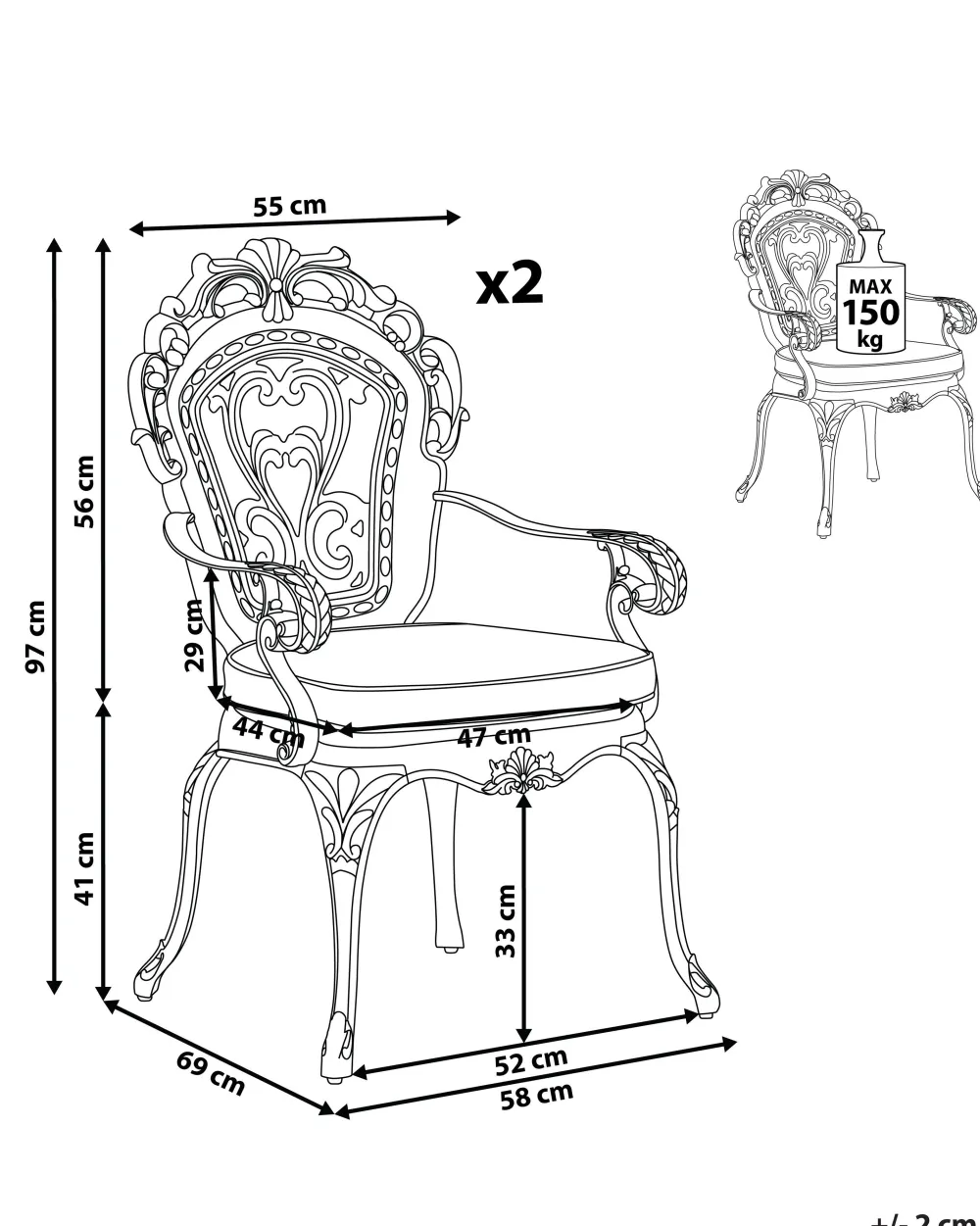 Best Sale Beliani Puutarhatuoli 2 Kpl Ruskea Sapri