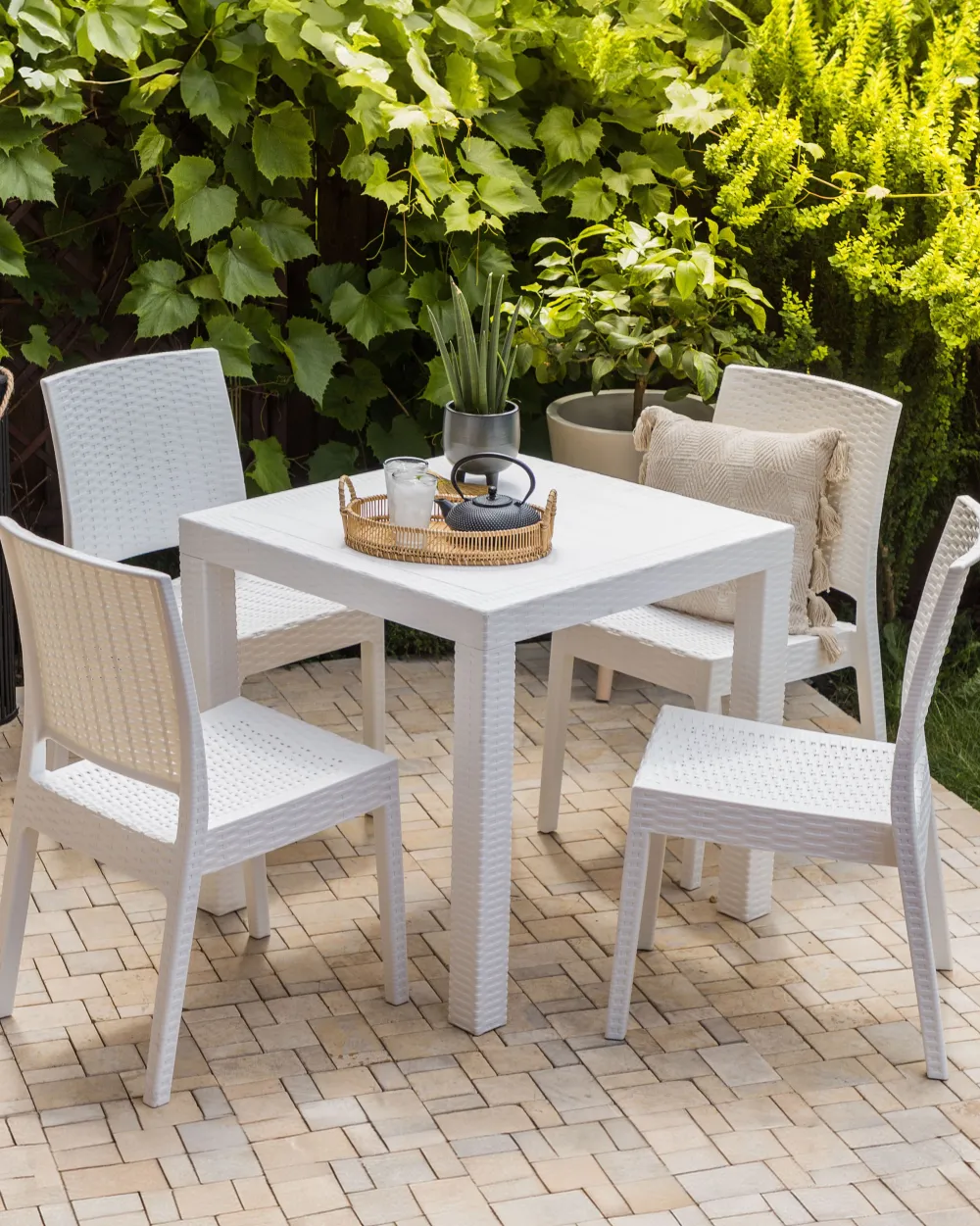 Ulkokalusteet<Beliani Puutarhatuoli 4 Kpl Valkoinen Fossano