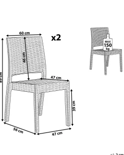 Ulkokalusteet<Beliani Puutarhatuoli 2 Kpl Valkoinen Fossano
