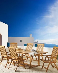 Tuolit<Beliani Puutarhatuoli Akaasia Vaalea Puu 6 Kpl Java