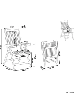 Tuolit<Beliani Puutarhatuoli Akaasia Vaalea Puu 6 Kpl Java