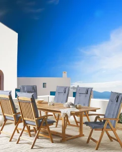 Tuolit<Beliani Puutarhatuoli Akaasia Vaalea Puu 6 Kpl Java