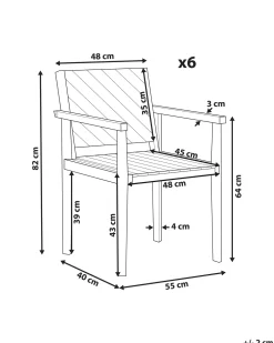 Best Beliani Puutarhatuoli Akaasia Vaalea Puu 6 Kpl Baratti