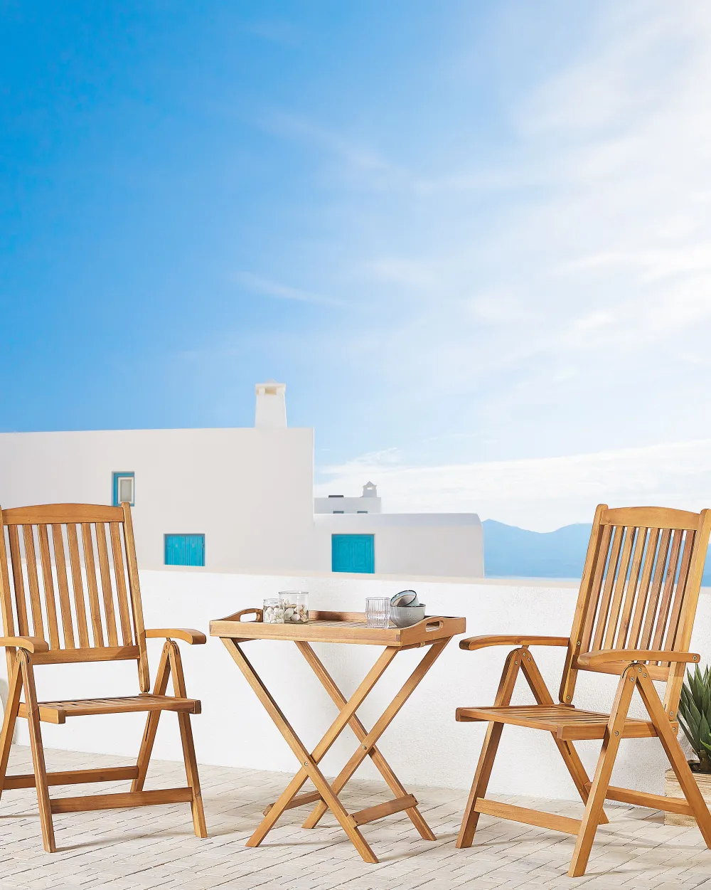 Store Beliani Puutarhatuoli Akaasiapuinen 2Kpl Setti Vaaleanruskea Java