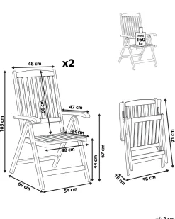 Store Beliani Puutarhatuoli Akaasiapuinen 2Kpl Setti Vaaleanruskea Java