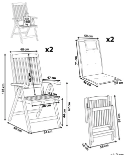 Discount Beliani Puutarhatuoli Akasiapuu Tumma Puu/Sininen 2 Kpl Toscana