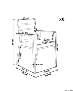 Outlet Beliani Puutarhatuoli Alumiini Musta 6 Kpl Taviano