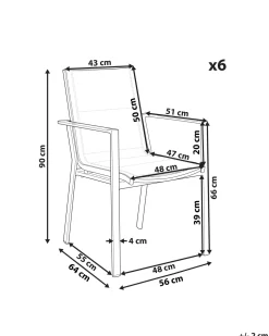 Ulkokalusteet<Beliani Puutarhatuoli Alumiini Musta 6 Kpl Busseto
