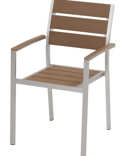 Store Beliani Puutarhatuoli Alumiini Vaalea Puu 6 Kpl Vernio