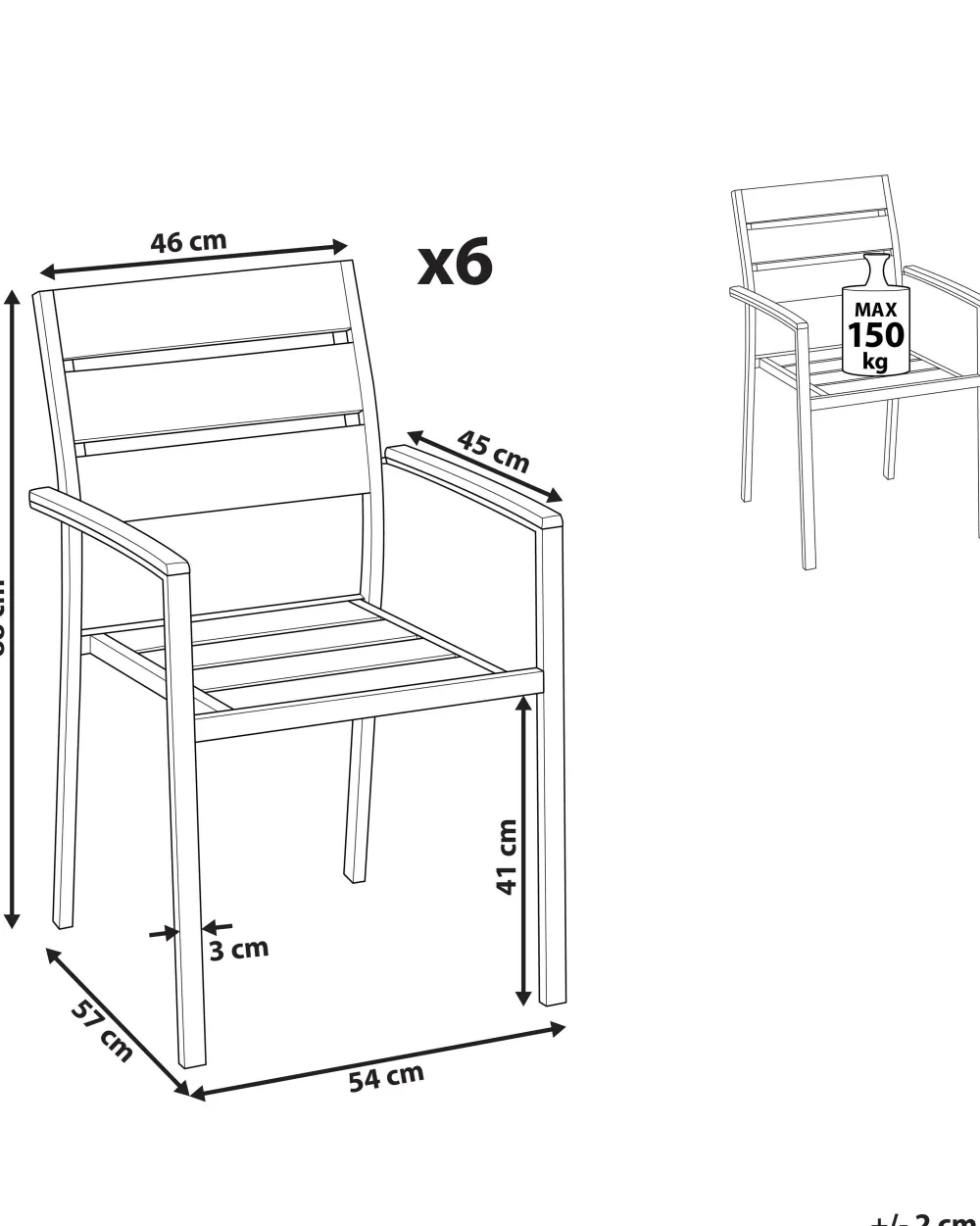 Store Beliani Puutarhatuoli Alumiini Vaalea Puu 6 Kpl Vernio