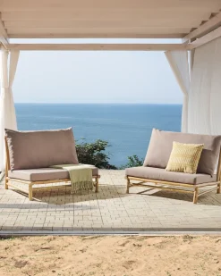 Cheap Beliani Puutarhatuoli Bambu Vaalea Puu/Ruskeanharmaa 2 Kpl Todi