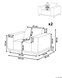 Store Beliani Puutarhatuoli Harmaa/Musta 2 Kpl Rovigo
