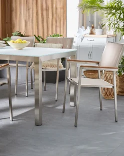 Discount Beliani Puutarhatuoli Kangas Beige 2 Kpl Grosseto