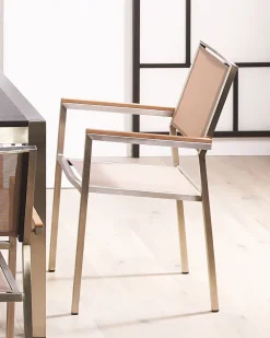 Store Beliani Puutarhatuoli Kangas Beige 4 Kpl Grosseto