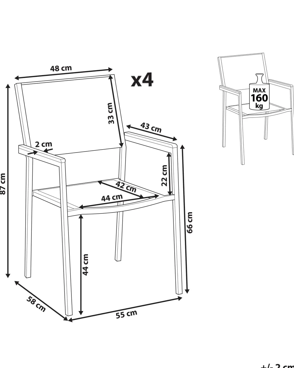 Store Beliani Puutarhatuoli Kangas Beige 4 Kpl Grosseto