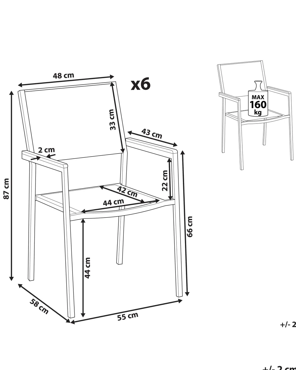 Ulkokalusteet<Beliani Puutarhatuoli Kangas Beige 6 Kpl Grosseto