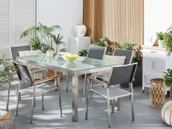 Tuolit<Beliani Puutarhatuoli Kangas Harmaa 2 Kpl Grosseto