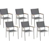 Ulkokalusteet<Beliani Puutarhatuoli Kangas Harmaa 6 Kpl Grosseto