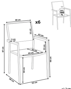 Ulkokalusteet<Beliani Puutarhatuoli Kangas Harmaa 6 Kpl Grosseto