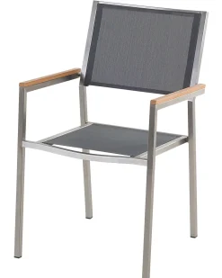 Ulkokalusteet<Beliani Puutarhatuoli Kangas Harmaa 6 Kpl Grosseto