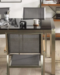 Tuolit<Beliani Puutarhatuoli Kangas Harmaa 4 Kpl Grosseto