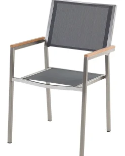 Tuolit<Beliani Puutarhatuoli Kangas Harmaa 4 Kpl Grosseto