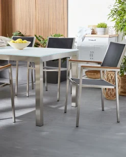 Store Beliani Puutarhatuoli Kangas Musta 4 Kpl Grosseto