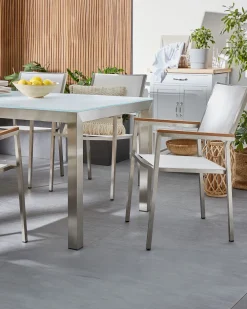 Hot Beliani Puutarhatuoli Kangas Valkoinen 6 Kpl Grosseto