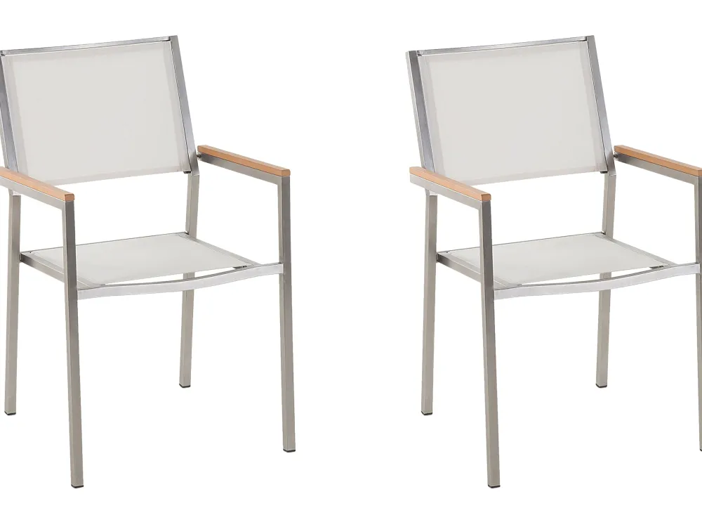 Online Beliani Puutarhatuoli Kangas Valkoinen 2 Kpl Grosseto