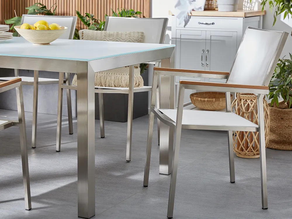 Online Beliani Puutarhatuoli Kangas Valkoinen 2 Kpl Grosseto