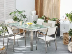 Online Beliani Puutarhatuoli Kangas Valkoinen 2 Kpl Grosseto