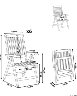 Ulkokalusteet<Beliani Puutarhatuoli 6Kpl Setti Akaasiapuu Toscana