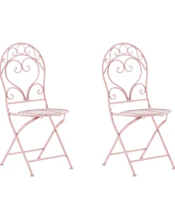 Flash Sale Beliani Puutarhatuoli Metalli Vaaleanpunainen 2 Kpl Albinia