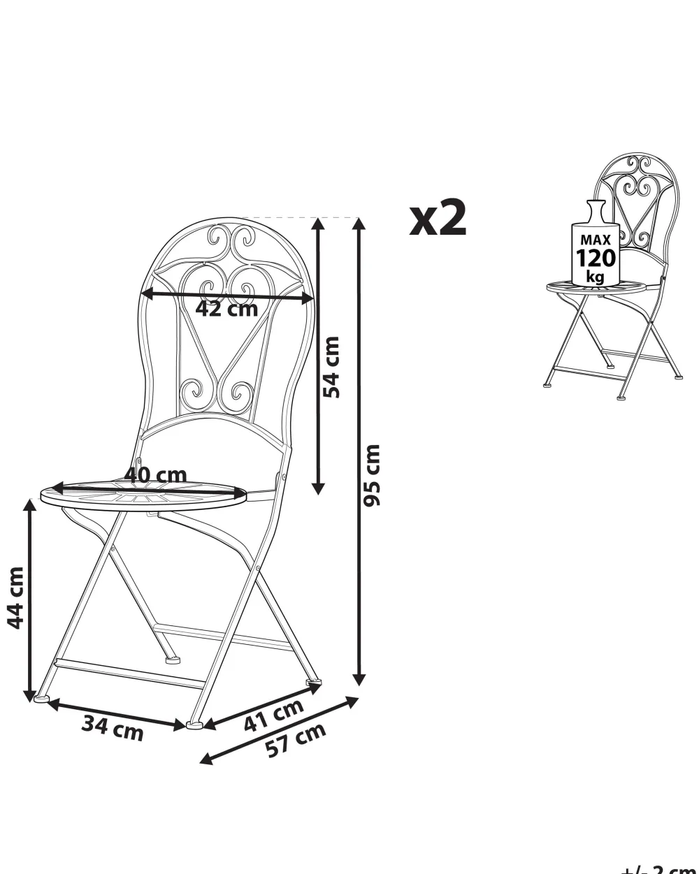 Ulkokalusteet<Beliani Puutarhatuoli Metalli Vihrea 2 Kpl Trento