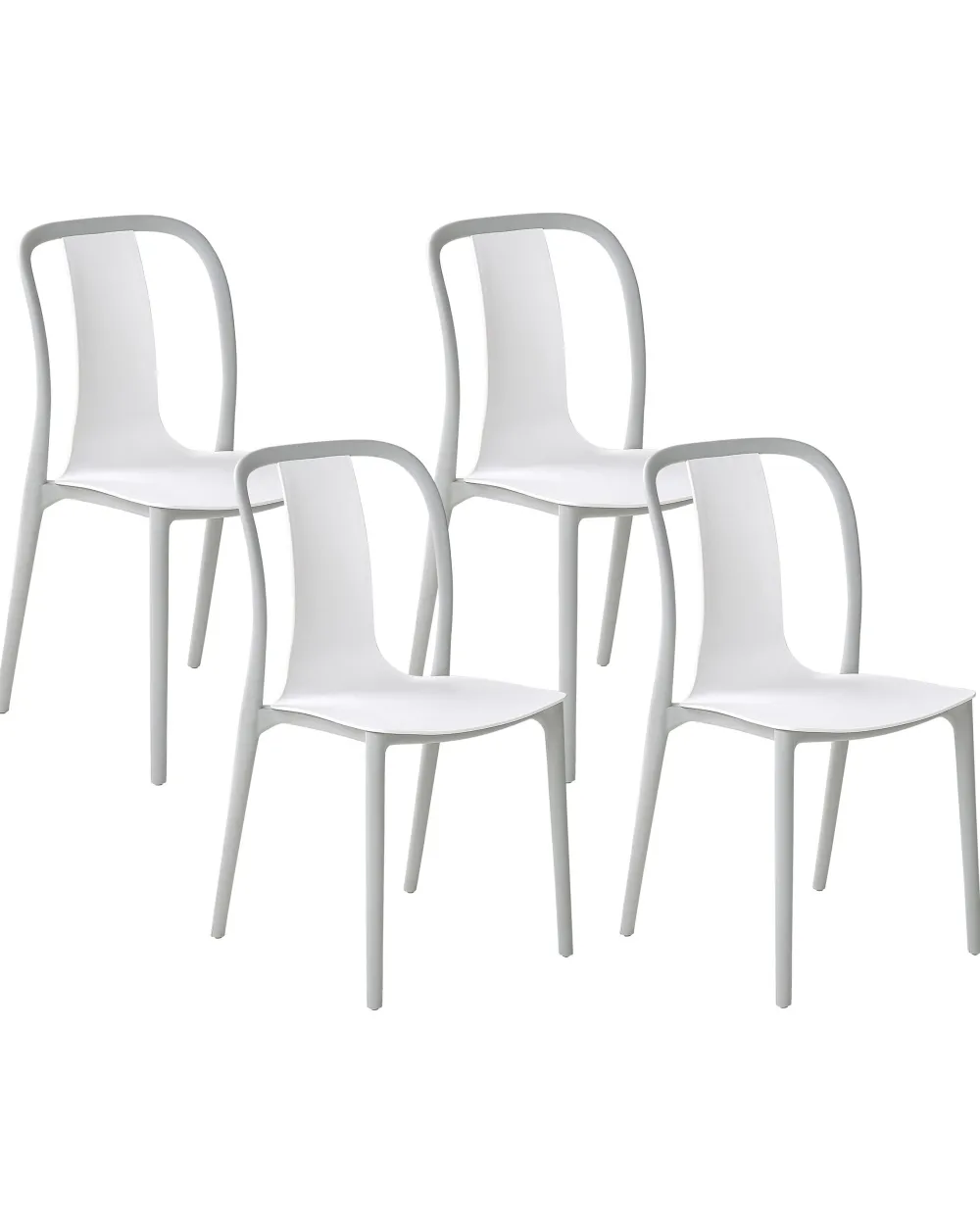 New Beliani Puutarhatuoli Muovi Valkoinen/Harmaa 4 Kpl Spezia