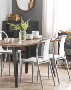 New Beliani Puutarhatuoli Muovi Valkoinen/Harmaa 4 Kpl Spezia