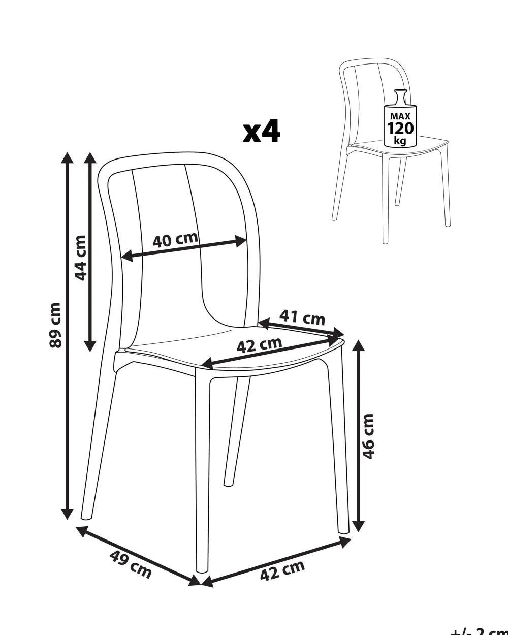 New Beliani Puutarhatuoli Muovi Valkoinen/Harmaa 4 Kpl Spezia