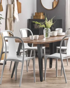 Ulkokalusteet<Beliani Puutarhatuoli Muovi Valkoinen/Harmaa 6 Kpl Spezia