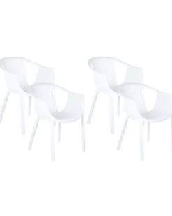 Ulkokalusteet<Beliani Puutarhatuoli Muovi Valkoinen 4 Kpl Napoli