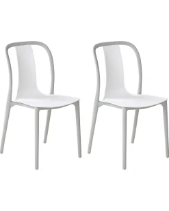 Hot Beliani Puutarhatuoli Muovi Valkoinen/Harmaa 2 Kpl Spezia