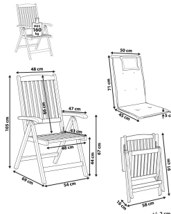 Ulkokalusteet<Beliani Puutarhatuoli Punaisella Pehmusteella Toscana