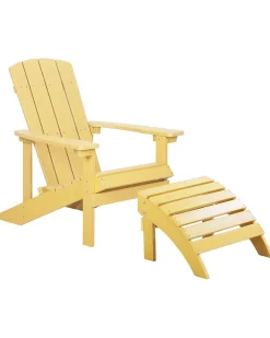 Shop Beliani Puutarhatuoli Rahilla Keltainen Adirondack