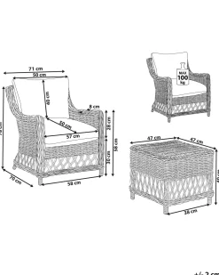 Ulkokalusteet<Beliani Puutarhatuoli Rahilla Rottinki Luonnonvari 2 Kpl Ribolla